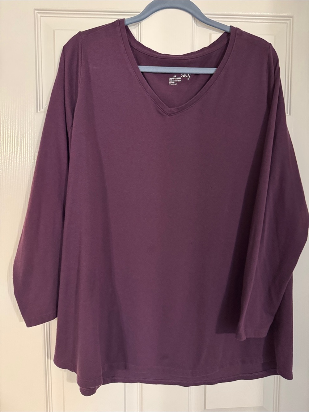 Terre & sky Women's V-Neck Long Sleeve Top - Plum